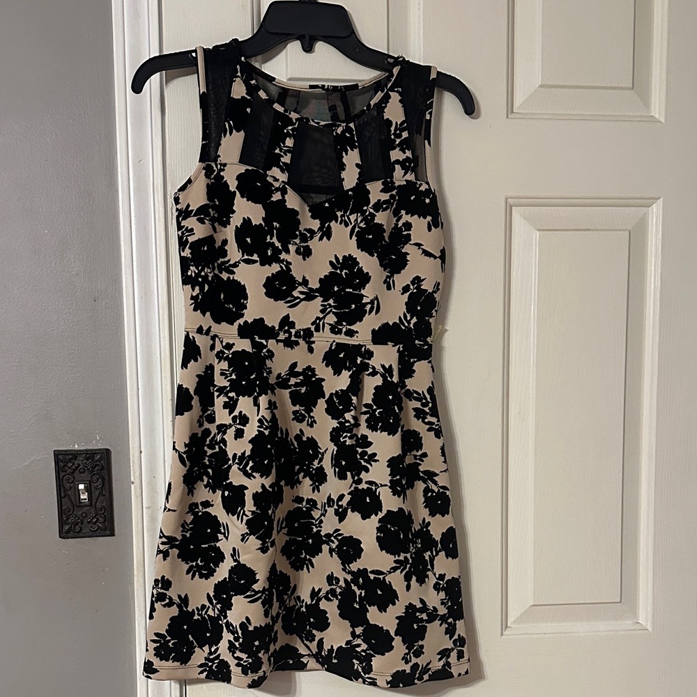 Sweet Storm Black and Tan Floral Mini Dress